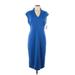 Alexia Admor Casual Dress - Sheath V Neck Short sleeves: Blue Solid Dresses - New - Women's Size Large