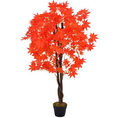 Künstliche Pflanze Ahornbaum mit Topf Rot 120 cm Vidaxl