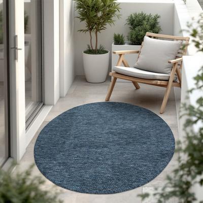 Paco Home - In- & Outdoor Teppich Flachgewebe einfarbig modern wetterfest für Terrasse Küche Blau, Image