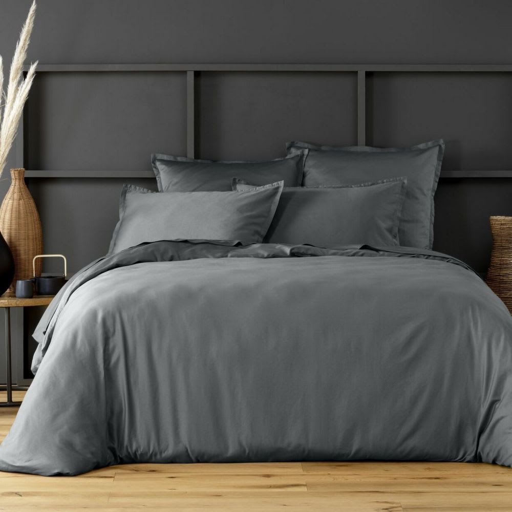 Housse de couette satin de coton gris foncé 220x240 cm