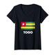 Damen Togo-Flaggenhemd | Togoer T-Shirt mit V-Ausschnitt
