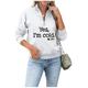 Femme Sweat zippé Sweat shirt Sweat Couleur unie Quotidien Zippé Noir Blanche Vert basique yes, i'm cold Col V manche longue Micro-élastique Printemps Automne Automne hiver