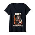 Damen Awesome July 1944 80th B-day Dog Lover Guitar 80 Years Old T-Shirt mit V-Ausschnitt