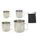 4Pcs Stainless Steel Camping Cups with Folding Handle Nested Outdoors Camping Campfire Cup for Hiking Backpacking