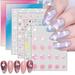 SHNWU 6 Sheets Colorful Clouds Star Nail Stickers Yellow Moon Heart Decals Pink White Heart Nail Supplies 3D Self-Adhesive Gradient Blush Star Nail Accessories Summer Nail Manicure Decors for Women G