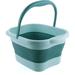 Foot Baths Foldable Foot Bath Tool Collapsible Soak Basin Feet Spa Massage Bucket with Handle Spa Basin for Soaking Stress Relief Portable (Color : Green)