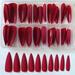 100PC Matte Stiletto Press on Nails Full Cover Pointy Claw Colored False Nails Christmas Manicure Design Decor for Salon Home DIY (Red)