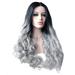 Abkekeiui Sexy Women Long Hair Black Gradient Big Long Curly Wigs Rose Net High Temperature Synthetic COSPLAY Photography Hair