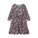 BULLPIANO Girls Butterfly Printed Smocked Waist Dress Long Sleeve Crew Neck Playwear Soft Midi Dress 4-9 Years