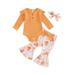 Hirigin Baby Girls Halloween Dress-up Set: Romper Pumpkin Pants and Headband