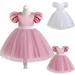 Elainilye Fashion Princess Dress for Girls Embroidery Tutu Dress Formal Dresses for Wedding Party Long Dresses Sizes 2-8Y Pink