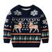 Xmarks Toddler Boys Girls Ugly Christmas Pullover Sweatshirt Xmas Elk Snowflakes Pattern Long Sleeve Crewneck Knit Top 4-5 yR