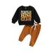 Calsunbaby Fashionable Baby Boy Halloween Outfits with Letter Print Sweatshirt and Elastic Pants