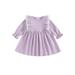 Hirigin Lovely Long Sleeve Dress with Ruffled Lace Patchwork for Girls