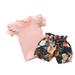 Kiplyki Flash Deals Baby s Set Toddler Kids Girls Stripe Ruched Tops+Floral Shorts Outfits Set