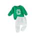 Binwwede Infant Boy 2-Piece Irish Clothing Set with Shamrock Letter Print Sweatshirt and Pants