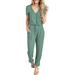 Singreal Women s Summer Casual Deep V Neck Short Sleeve Wrap Drawstring Waist Jumpsuit Romper