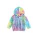 Canis Trendy Toddler Girls Zip Up Hoodies Jacket with Tie-Dye Print