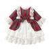 dmqupv Girls Dresses Toddler Girls Christmas Long Sleeve Lace Plaid Princess Dress Xmas Party Ruffles Dresses