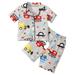 Toddler Christmas Pajamas Summer Boys Girls Short Sleeve Cartoon Prints Tops Shorts Sleepwear Outfits Clothes Baby Girl Christmas Clothes Set Baby Girl Footed Romper