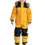 Snowsuit Children s Boys Ski Suit Thermal Ski Overall Winter Warm Snow Overall Windproof Winter Suit With Removable Hood Mud Suit Outdoor Softshell Suit Yellow 130(8 Years-9 Years)