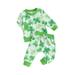 FEORJGP Toddler Girls Ireland Festival Outfits Infant Baby Autumn Pants Sets Long Sleeve Pullover Four Leaf Clover Print Sweatshirt Crew Neck Tops Drawstring Pants Sets for Kids