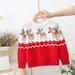 Cethrio Cute Christmas Knit Sweaters for Toddler Printed Long Sleeve Pullover Jumper for Holiday Red Size 140