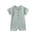 Elainilye Fashion Infant Baby Girls Boys Bodysuit Summer Short Sleeve Solid Color Jumpsuit Romper Sizes Newborn-24M