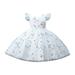 NIUREDLTD Flower Girl Dress Pageant Party Dress Long Gown Round Neck Loose Flying Sleeve A Line Dress Wedding Party Princess Dress Pageant Gown For Toddler Grils Light Blue Size 100/5Y