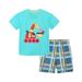 Toddler Boys Outfits Short Sleeved Shorts Sets Summer Excavator Cartoon Embroidery Two Piece Knitted Cotton Children S Sets Clothing Sets for Boys Size 2-3T