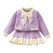 Tosmy Toddler Kids Girls Outfits Long Sleeve Knit Pullover Bowknot Tops Skirts Outfits Cute Clothes