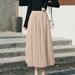 Homenesgenics Spring Dresses for Women Holiday Flared Midi Knee Long Skirt Fashion Women Solid Strap Ladies Floral Mesh High Waist Pleated/Beige-CyberÂ·Monday Deals