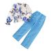 TAIAOJING Girls Clothing Sets Toddler 2 Pcs Long Sleeve Floral Tops And Pants Set Kids Joggers Outfits 8-9 Years