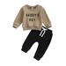 Tosmy Baby Boy Outfits Long Sleeve Pullover Sweatshirt Toddler Boys Outfits Pants Clothes Set Fall Winter 2 Piece Outfits Fall Winter Clothes