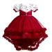 HBYJLZYG Princess Dresses For Girls Children Short Sleeve High-Low Tulle Dress Flower Mesh Tail Dress Net Gauze Dress Canonicals 5-14 Years