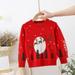 Cethrio Cute Christmas Knit Sweaters for Toddler Printed Long Sleeve Pullover Jumper for Holiday Red Size 120