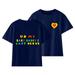 Toddler Boys Girls Tops Big Short Sleeve Love Letter Printed Round Neck Pullover Casual Children s Double Sided Printing Clothes Tops for Kids Size 5-6T