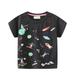 Toddler Boy s Girl s T Shirts Luminous Astronaut Planet Spaceship Short Sleeve Cotton Cartoon Black Kids Clothes Size 4-5T