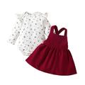 Newborn Baby Girls Clothes 3 Months Girls 2PCS Fall Winter Outfits Set Newborn Girls Long Sleeve Top Overall Skirt Set White