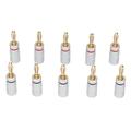 10Pcs Sound Banana Plug 24k Gold Dual Screw Lock Speaker Connector for Speaker Wires Home Theater