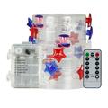 FNYOXU String of lights Red White and Blue and Flag Hats Lights Remote Control String Plug in Indoor Outdoor String Lights Ideal for Any Patriotic Decorations & Independence Day Decor