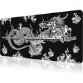 Japanese Dragon Large Gaming Mouse Pad for Desk Black Mouse Pad Gaming Mouse Mat Desk Pad Non-Slip Base Computer Keyboard Large Desk Mat 31.5x11.8in XL Mousepad with Stitched Edge for Home Office