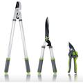 Lot de 3 outils de jardin - Sécateur de 72 cm, Cisaille à haies de 58 cm et Élagueur de 20 cm