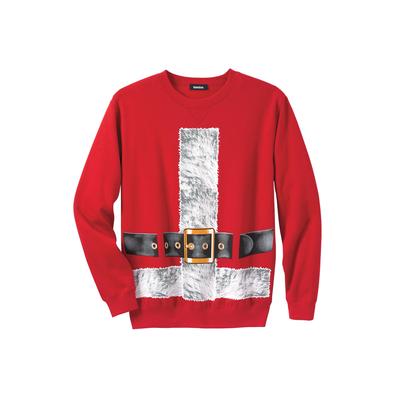 Men's Big & Tall Graphic Fleece Sweatshirt by KingSize in Santa Suit (Size 9XL)
