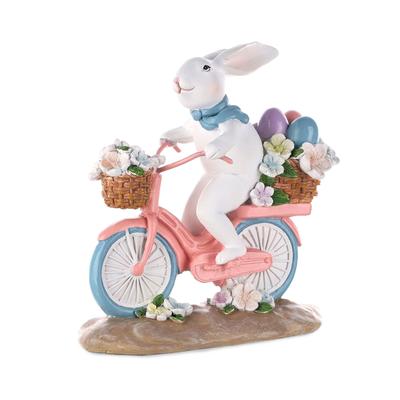 Easter Bunny On Bike Figurine (Set Of 2) by Melrose in Pink