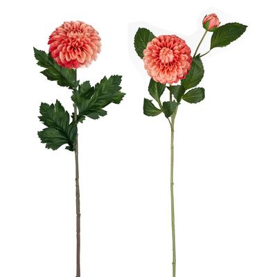 Pink Dahlia Flower Stem With Bud Accent (Set Of 4) by Melrose in Pink