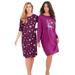 Plus Size Women's 2-Pack Long-Sleeve Sleepshirt by Dreams & Co. in Dark Berry Snowflake (Size M/L) Nightgown