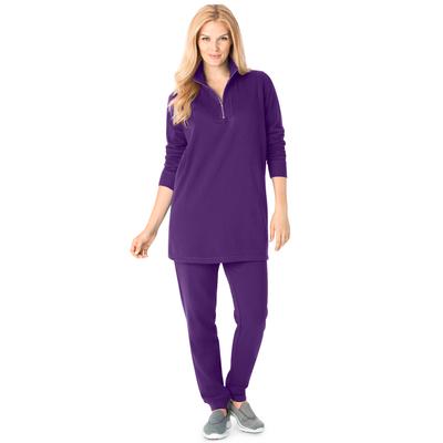 Plus Size Women's 2-piece fleece sweatshirt set by Woman Within in Radiant Purple (Size L)