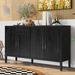 Latitude Run® Storage Cabinet Sideboard Wooden Cabinet w/ 4 Metal handles Wood in Black | 34.6 H x 60 W x 15.7 D in | Wayfair