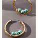 Anthropologie Jewelry | Anthropologie Embellished Hoop Earrings | Color: Blue/Gold | Size: Os